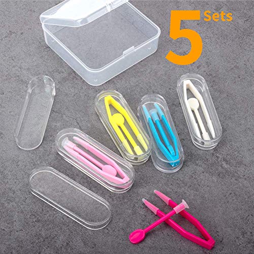ofone Contact Lens Remover Tool for Soft Lenses, 5 Pack Contact Lens Applicator with Tweezers Case Portable Contact Lens Removal and Inserter Tool for Traveling - Image 2