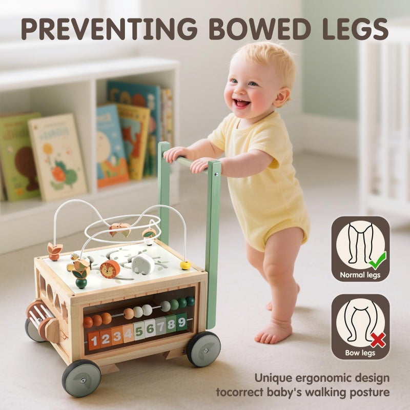 Joyreal Wooden Baby Walker - 9-in-1 Baby Push Walker with Activity Cube, Push Activity Walker for Boys and Girls, Sit-to-Stand Learning Walker Activity Center, Speed & Height Adjustable - Image 5