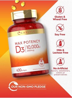 CARLYLE Max Potency Vitamin-D, 10000 IU 400 Softgels  - Image 4