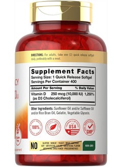 CARLYLE Max Potency Vitamin-D, 10000 IU 400 Softgels  - Image 2
