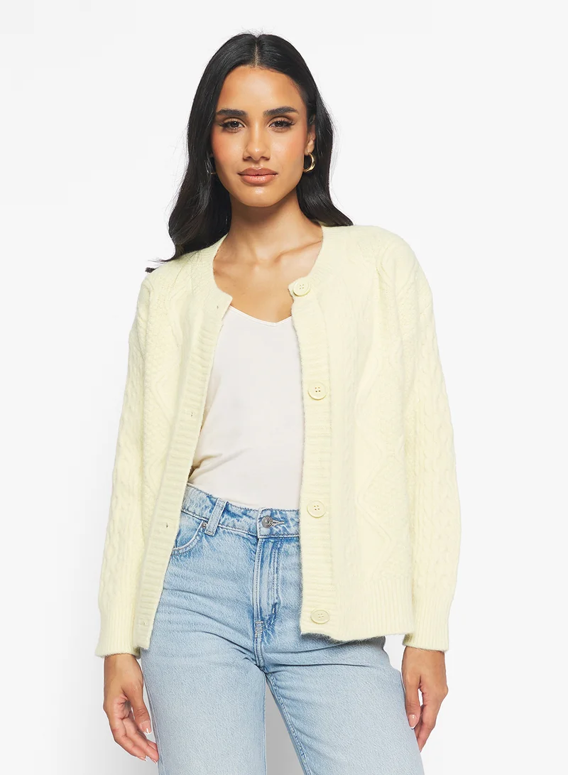 جينجر Chunky Knit Button Up Cardigan