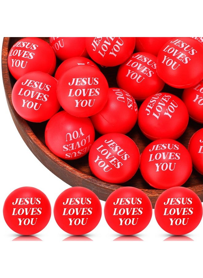 جيريفي 20 قطعة من كرات تخفيف التوتر من Jesus Loves You باللون الأحمر، ألعاب تخفيف التوتر، كرات مطاطية من الرغوة، كرات فيدجيت بالجملة لحفلات عيد الحب، حقيبة هدايا، حشو الجوارب، 1.57 بوصة - Image 1