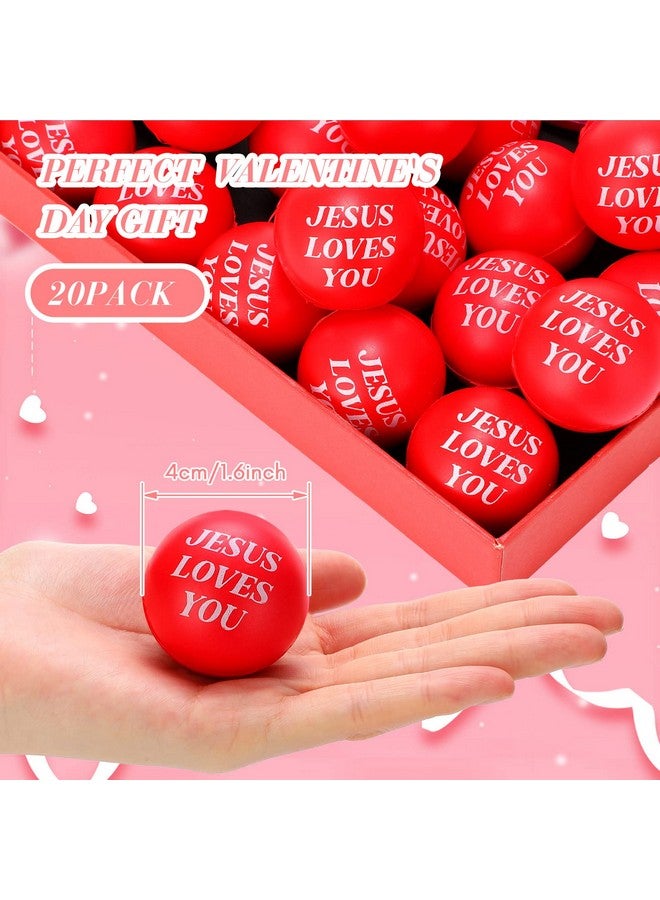 جيريفي 20 قطعة من كرات تخفيف التوتر من Jesus Loves You باللون الأحمر، ألعاب تخفيف التوتر، كرات مطاطية من الرغوة، كرات فيدجيت بالجملة لحفلات عيد الحب، حقيبة هدايا، حشو الجوارب، 1.57 بوصة - Image 2