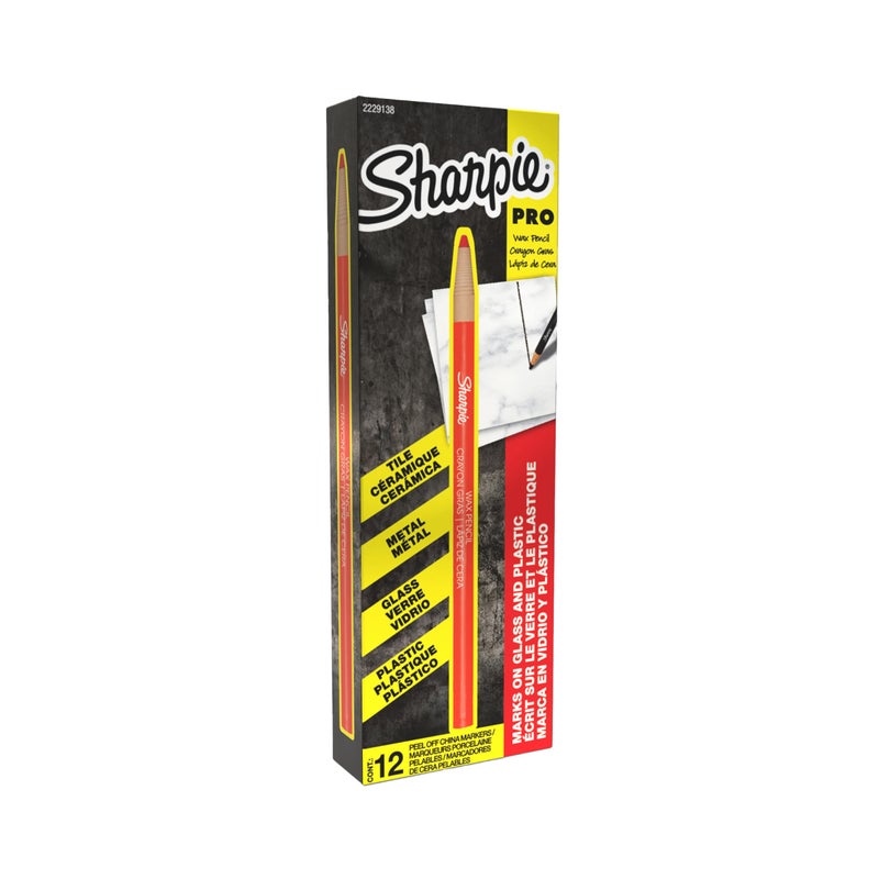 Sharpie PeelOff China Markers Wax Grease Pencils Fine Point Red Box of 12 Marks on Glass Plastic Tile Metal and More - Image 3