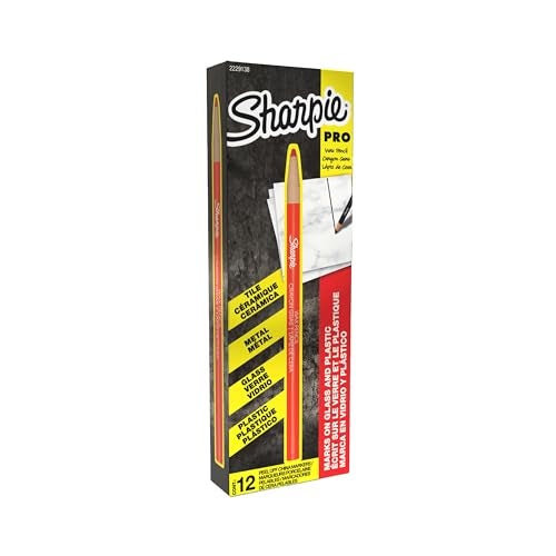 Sharpie PeelOff China Markers Wax Grease Pencils Fine Point Red Box of 12 Marks on Glass Plastic Tile Metal and More - Image 1