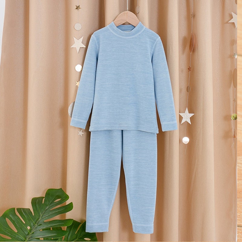 Boys' And Girls' Wool Silk Thermal Underwear Suit De Velvet Children'S Autumn Clothes Long Pants Winter Bottoming Shirt Middle And Big Children - Image 5