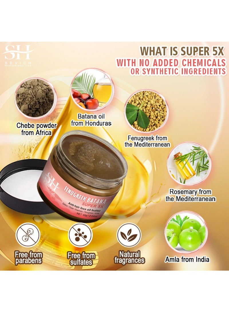 Sevich Fenugreek Batana 5X Anti-Hair Loss Oil Butter，With Batana Chebe Rosemary Fenugreek And Amla Oil Hair Growth Oil，Prevents Hair Loss And Breakage, Nourishing Hair Mask (60g) - Image 4