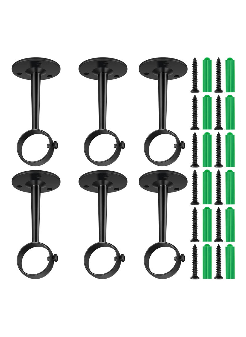 KASTWAVE Curtain Rod Holders Socket with Matching Screws, Ceiling-Mount Adjustable 1-1/4 Inch for Home Kitchen Shelf Closet Shower Wall Window Room (Black, 6 Pieces)  - Image 1