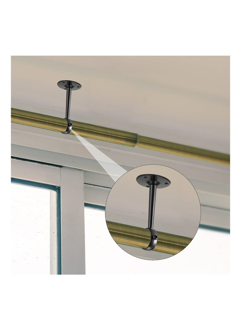 KASTWAVE Curtain Rod Holders Socket with Matching Screws, Ceiling-Mount Adjustable 1-1/4 Inch for Home Kitchen Shelf Closet Shower Wall Window Room (Black, 6 Pieces)  - Image 4