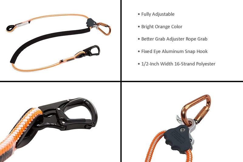 حبل تحديد المواقع ProClimb Arborist من Pelican Rope - حبل بوليستر بطول 1/2 × 8 قدم مع خطاف من الألومنيوم - قابل للتعديل عالي الوضوح ومعتمد من ANSI/OSHA لتحديد موضع العمل وتسلق الأشجار - Image 4