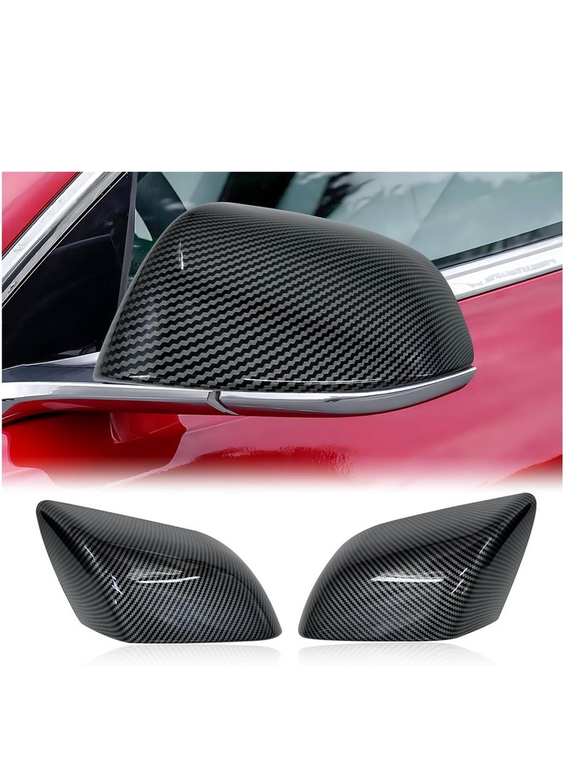 Tesla Model 3 Side Mirror Cover ABS Plastic Cover Carbon Glossy Fiber Rear View Mirrors Cover Cap Replacement for Model 3 2017-2023 Exterior Mirrors Cap Accessories 2 PCS - Image 1