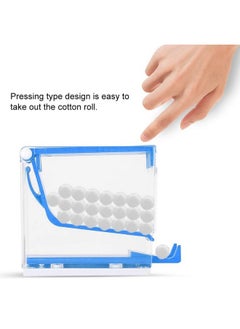 Salmue 4 Colors Cotton Roll Dispenser, Divider Press Type Holder Cotton Swab Storage Box, Acrylic Cottonball Organizer With Pull-Out Tray(Blue)  - Image 3