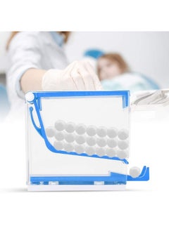 Salmue 4 Colors Cotton Roll Dispenser, Divider Press Type Holder Cotton Swab Storage Box, Acrylic Cottonball Organizer With Pull-Out Tray(Blue)  - Image 2