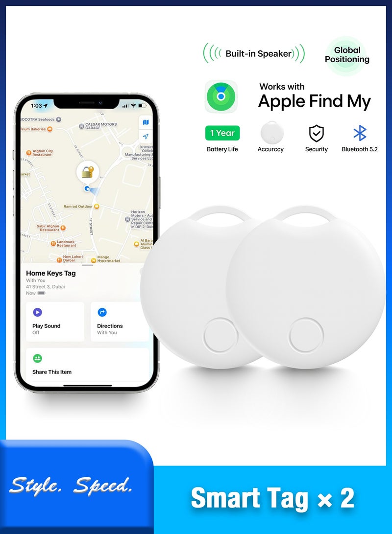 Smart Tag - Anti-Loss Device Compatible with Apple Find My App, Works with iOS, White (2 Pack)  - Image 1