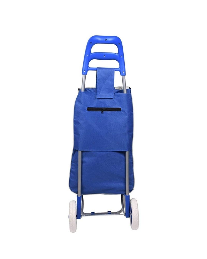 Whitecloud TRANSFORMING HOMES® Multipurpose Foldable Shopping Trolly with Removable Bag Shopping Cart for Grocery, Fruit, and Vegetable (Blue) - Image 2