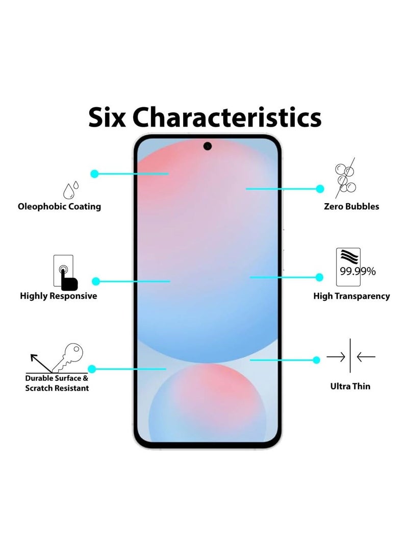 واقي شاشة متوافق مع واقي شاشة Samsung Galaxy S24 FE من الزجاج المقوى [مضاد للتوهج] [تغطية كاملة عالية الدقة] [تركيب سهل] [حساس للمس] - Image 2