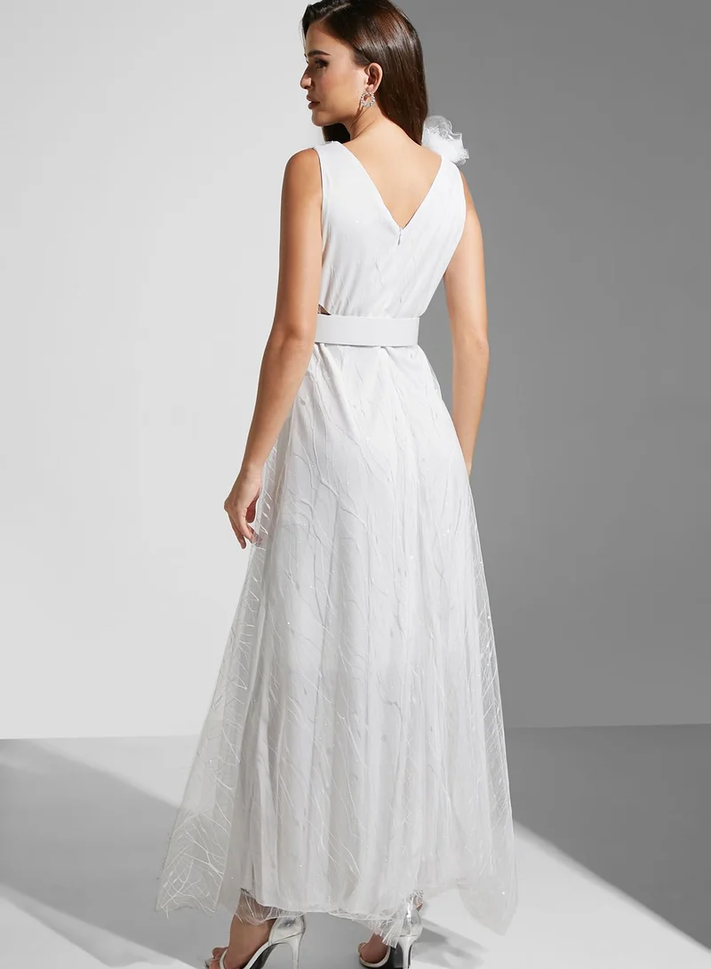 Namshi x Maryam Flared Net Gown