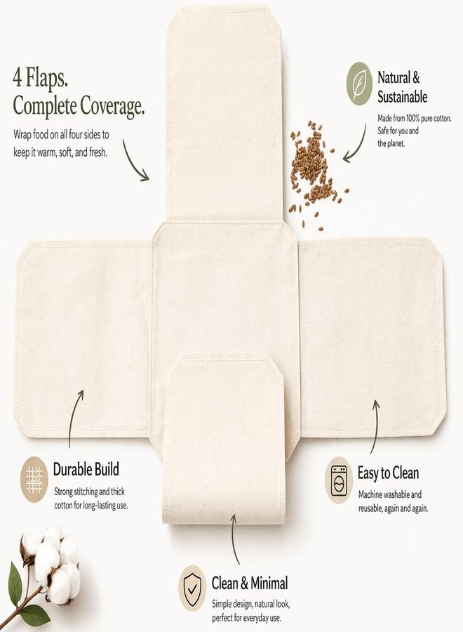 Hometrix Cotton Roti Clothes Wrap with Flaps, Double Layer Cotton Cover for Chapati, Hot Case, Traditional Style Kitchen Chapati Wrap, Muslin Cloth For Chapati Kitchen Roti Cover for Tiffin (4) - Image 5