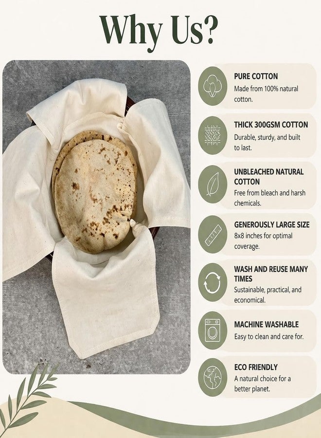 Hometrix Cotton Roti Clothes Wrap with Flaps, Double Layer Cotton Cover for Chapati, Hot Case, Traditional Style Kitchen Chapati Wrap, Muslin Cloth For Chapati Kitchen Roti Cover for Tiffin (4) - Image 3