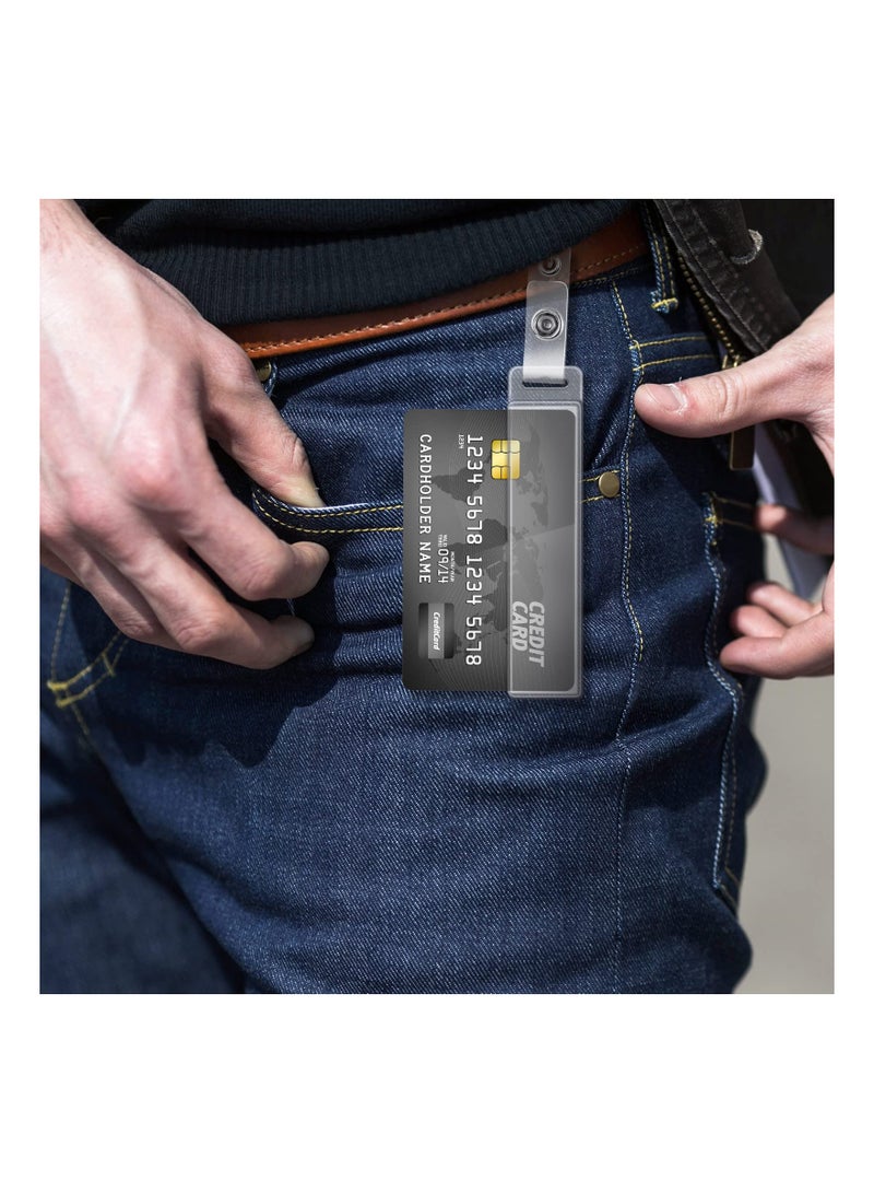 Zikra 20 PCS Vertical Clear Plastic Swipe Badge Holders, Half Card ID Holders with Clamp Gripper, Easy Slide Design for ID, Credit, and Name Cards. Perfect for Secure Display and Swiping. - Image 4