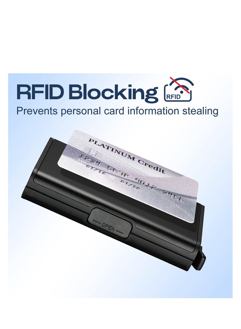 SYOSI محفظة ذكية للرجال رفيعة للغاية، محفظة Rfid للرجال، محفظة منبثقة، محفظة حامل بطاقات الائتمان مع مشبك نقود، مساحة مغلقة إضافية، تقنية حجب RDIF، بلاستيك قوي (أسود)  - Image 3