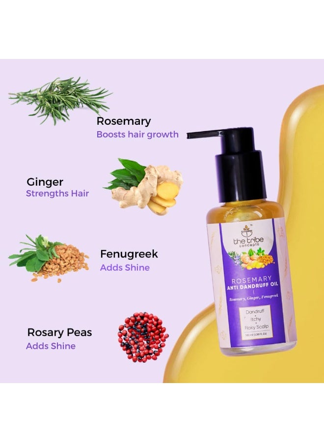 The Tribe Concepts Rosemary Anti Dandruff Hair Oil - 100 ml, Strengthens Hair, Itchy & Flakes Scalp with Rosemary, Ginger, Fenugreek, Pippali, Black Pepper, Amla for Men & Women - Image 2