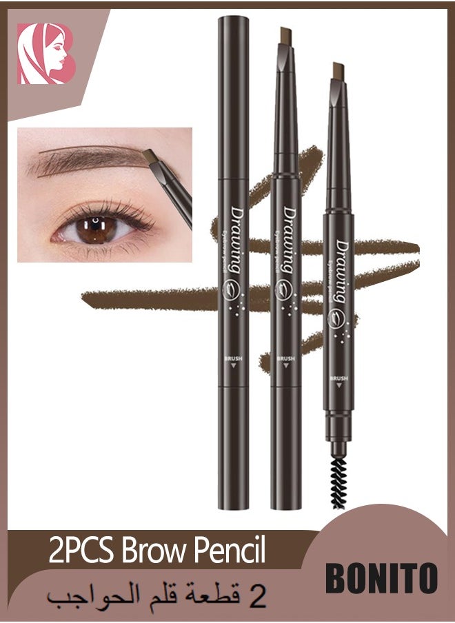 BONITO - 2PCS 2 in 1 Brow Pencil（Light Brown+Black) Double-Sided, Fine Tip, Shapes, Defines, And Fills Brows - Image 1