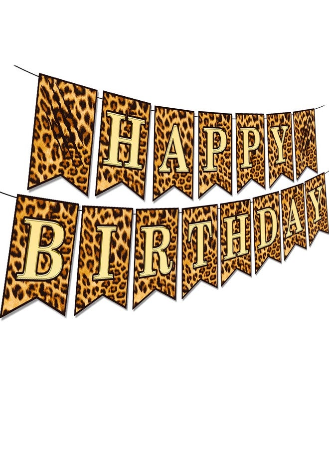 BHNACIER Cheetah Print Birthday Decorations,Leopard Birthday Banner Cheetah Leopard - Image 1