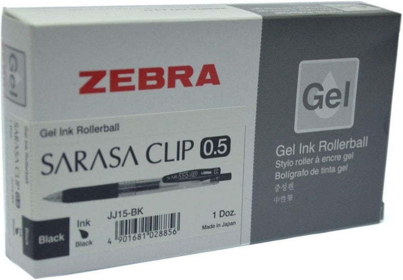 Zebra Technologies Zebra Sarasa Clip Gel Ink Rollerball Pen Set - 0.5mm Black - 12 Pieces - Image 3