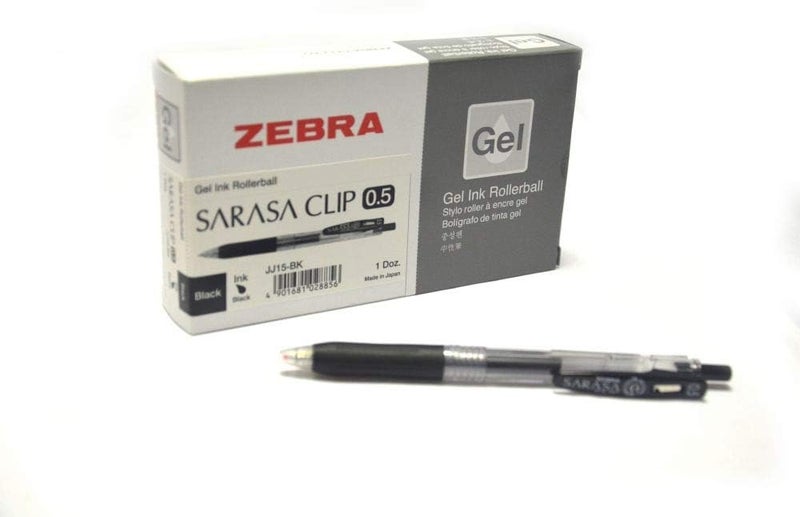 Zebra Technologies Zebra Sarasa Clip Gel Ink Rollerball Pen Set - 0.5mm Black - 12 Pieces - Image 1