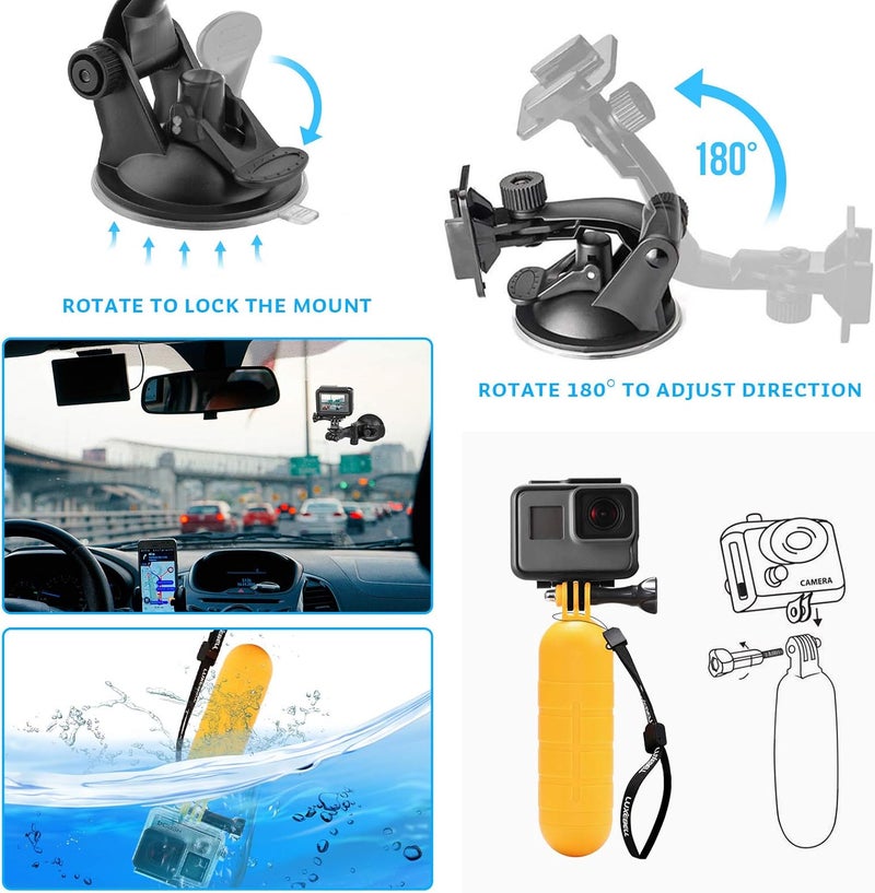 LUXEBELL Action Camera Accessory Kit for GoPro Hero Black Silver 13 12 11 10 9 8 7 6 5 4 Session Max Akaso Xiaomi Accessories Tripod Head Chest Bike Mount Carrying Case - Image 4