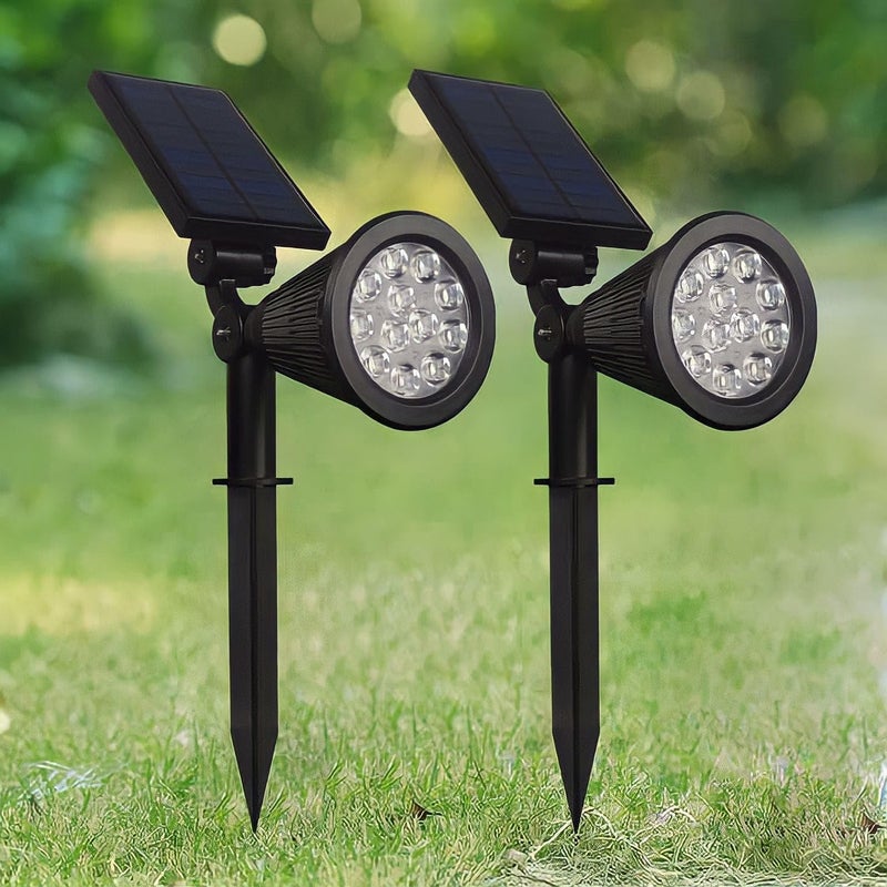 E.V.B Outdoor Solar Garden Light, 12LED Waterproof Solar Garden Light, 2-Pack (Warm White) - Image 1