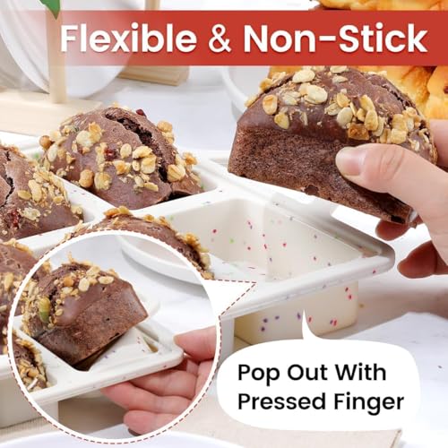 CAKETIME Mini Loaf Pans, Metal Reinforced Frame Silicone Bread Loaf Pans 8 Cavities Nonstick for Baking Cornbread, Mini Bread, Brownie, Cheesecake, Chocolate 2 Pack Confetti - Image 4