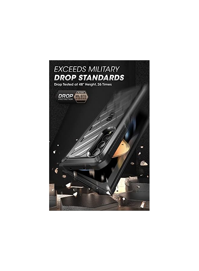 SupCase Unicorn Beetle Case for Galaxy Z Fold 4 5G (2022), [Rugged Belt Clip] Shockproof Protective Case with Built-in Screen Protector & Kickstand (Black) - Image 3