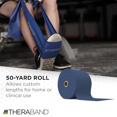 THERABAND Resistance Band, Blue, Extra Heavy, 50-Yard Roll, Latex Elastic Band for Exercise, Stretching, Physical Therapy, Yoga, Pilates, Home Workouts, Cut-to-Length, Color-Coded Levels - Image 5