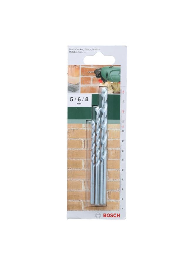 BOSCH 3-Pieces Impact-Resistant Tungsten Carbide Tip Masonry Drill Bit Silver JE2 609 255 458 - Image 1