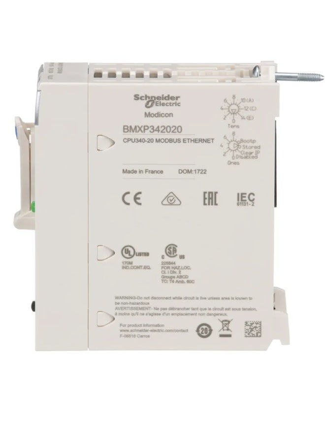 Schneider Electric BMXP342020 - M340 Max 1024 Discrete and 256 Analog I/O Automation Platform Processor Module - Image 1