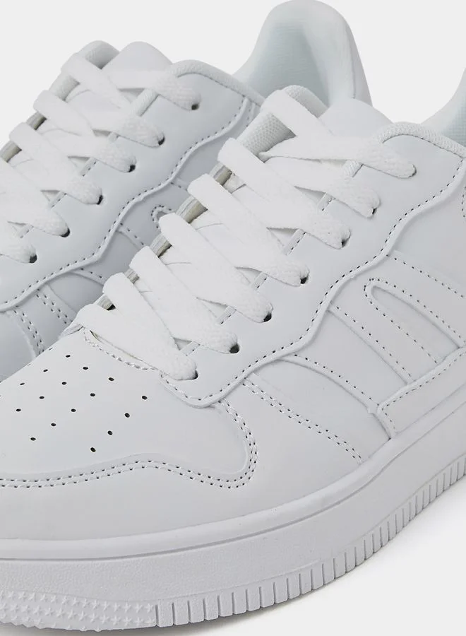 Styli Solid Lace-Up Sneakers