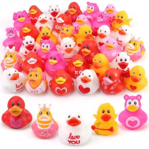 Halovin 36Pc Valentines Day Rubber Ducks Funny Jeeps Ducks for Ducking 2 Bulk Mini Small Rubber DuckiesAdult Kid Holiday Ducky Pool Bathtub Toys Party Favors Classroom Prizes Gifts Stuffers Fillers - Image 1