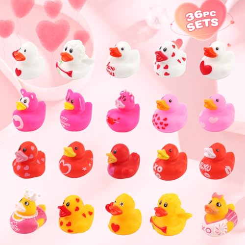 Halovin 36Pc Valentines Day Rubber Ducks Funny Jeeps Ducks for Ducking 2 Bulk Mini Small Rubber DuckiesAdult Kid Holiday Ducky Pool Bathtub Toys Party Favors Classroom Prizes Gifts Stuffers Fillers - Image 5