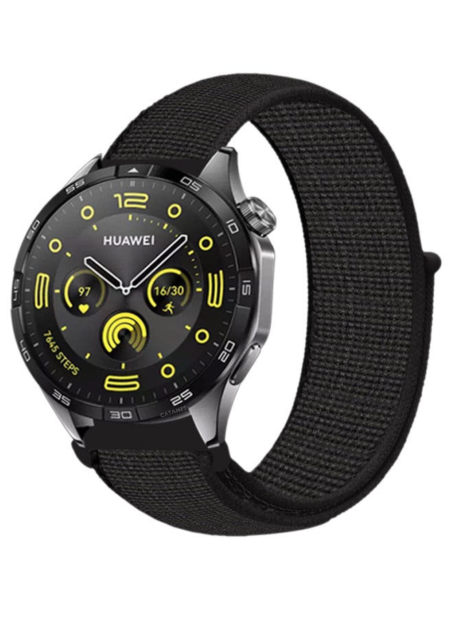 CATANES (for Huawei GT4 22mm) Nylon Strap,Sport Wristband Strap Adjustable Sport Stretchy Braided Solo Loop Band Black - Image 2