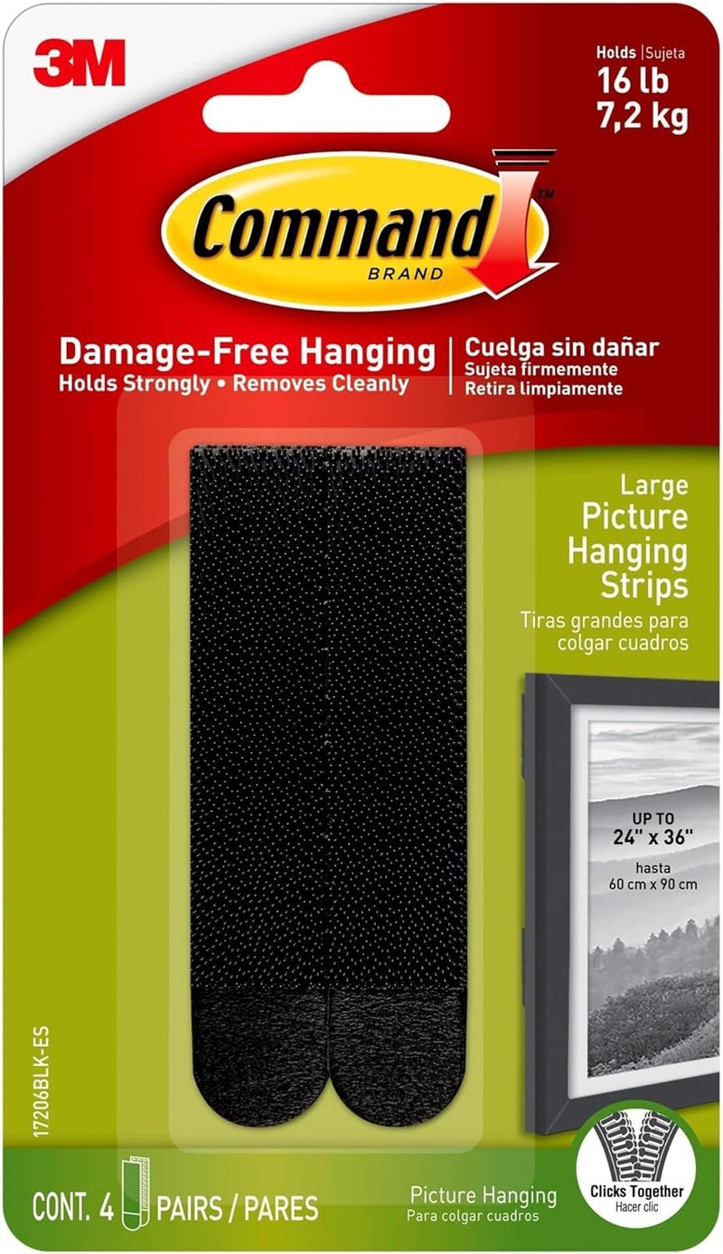 Command Large Black Picture Hanging Strips - Damage-Free Hanging Solution for Frames and Decor - Image 1