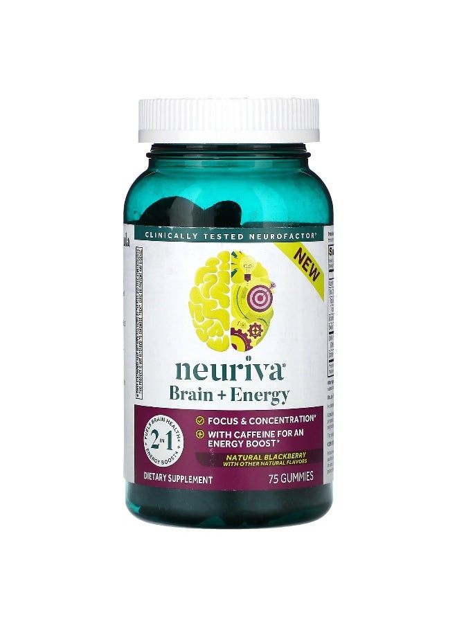 Schiff Schiff, Neuriva, Brain + Energy, Natural Blackberry, 75 Gummies  - Image 1