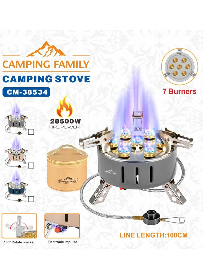 CAMPING FAMILY - Family 28500W Camping Gas Stove With 7 Burners - Image 1