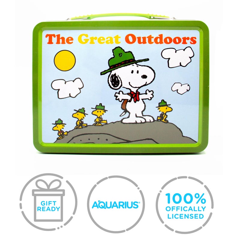 Aquarius Snoopy Beagle Scouts Fun Box - Sturdy Tin Storage Box with Plastic Handle & Embossed Front Cover - Officially Licensed PeanutsMerchandise & Collectible Gift - Image 2