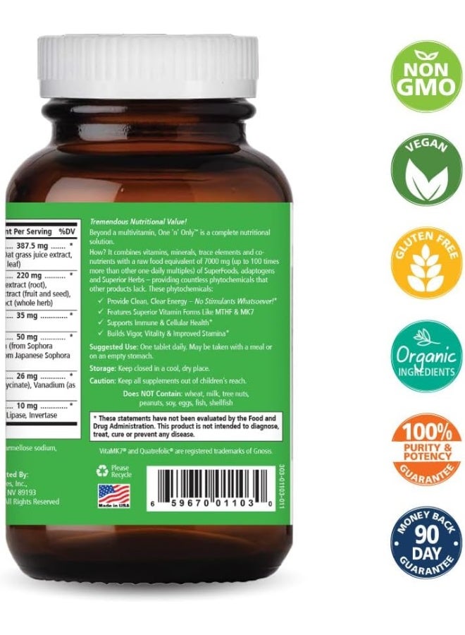 PURE ESSENCE LABS One n Only Whole Food Multivitamin by Pure Essence - Super Energetic Once a Day with Superfoods, Minerals, Enzymes, Vitamin D, D3, B12, Biotin - 30 Tablets - Image 3