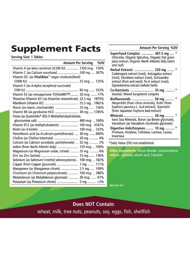 PURE ESSENCE LABS One n Only Whole Food Multivitamin by Pure Essence - Super Energetic Once a Day with Superfoods, Minerals, Enzymes, Vitamin D, D3, B12, Biotin - 30 Tablets - Image 2