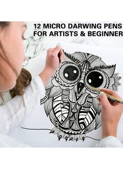 NIIMBOT 12 Black Drawing Pens, Liquid Fineliner Pens, Art Pens Set, Waterproof Pens, Quick Drying Micro Fine Point Drawing Pens for Artist,Manga Pens,for Sketching,Technical Drawing  - Image 4