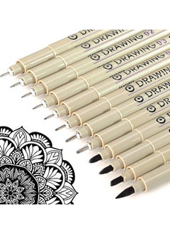 NIIMBOT 12 Black Drawing Pens, Liquid Fineliner Pens, Art Pens Set, Waterproof Pens, Quick Drying Micro Fine Point Drawing Pens for Artist,Manga Pens,for Sketching,Technical Drawing  - Image 1