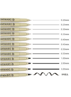 NIIMBOT 12 Black Drawing Pens, Liquid Fineliner Pens, Art Pens Set, Waterproof Pens, Quick Drying Micro Fine Point Drawing Pens for Artist,Manga Pens,for Sketching,Technical Drawing  - Image 2